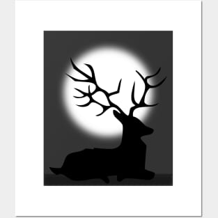 DEER IN MOON Posters and Art